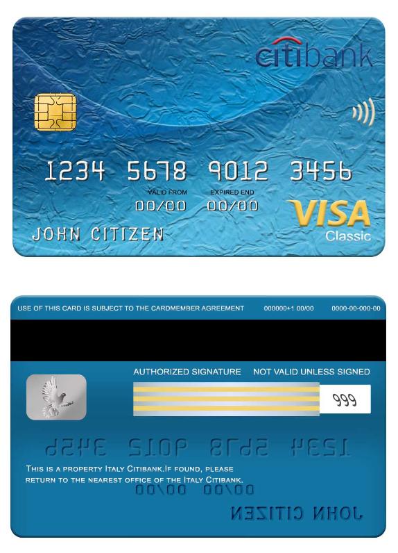 Italy Citibank visa classic card